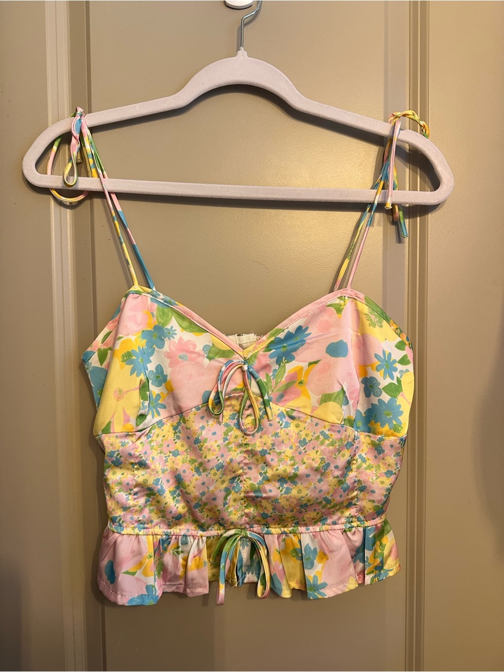 Floral Tie-Front Pink & Yellow Girls' One-Piece